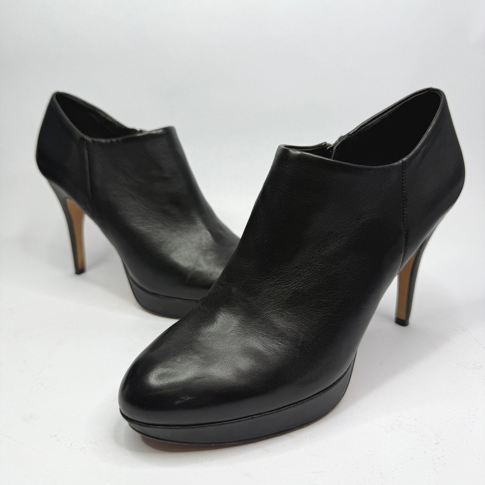 Vince Camuto Elvin Booties Women 8.5M Black Nappa Leather Platform Stiletto Heel